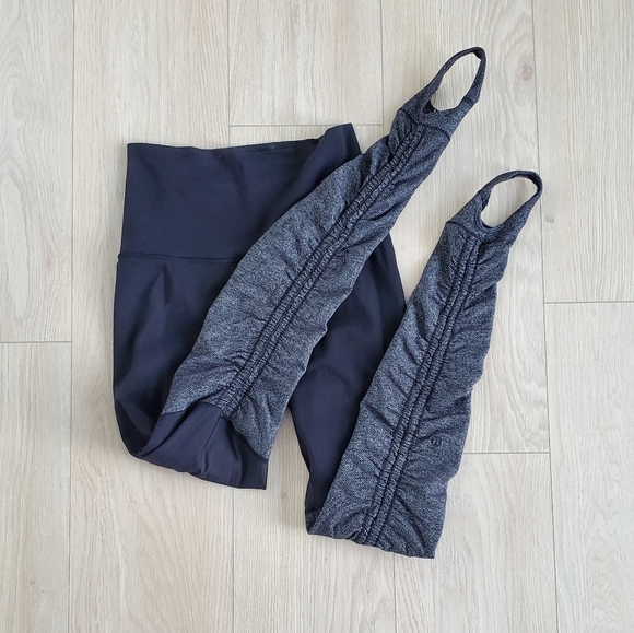 lululemon athletica Pants - Lululemon Black Herringbone Stirrup Tights Size 4